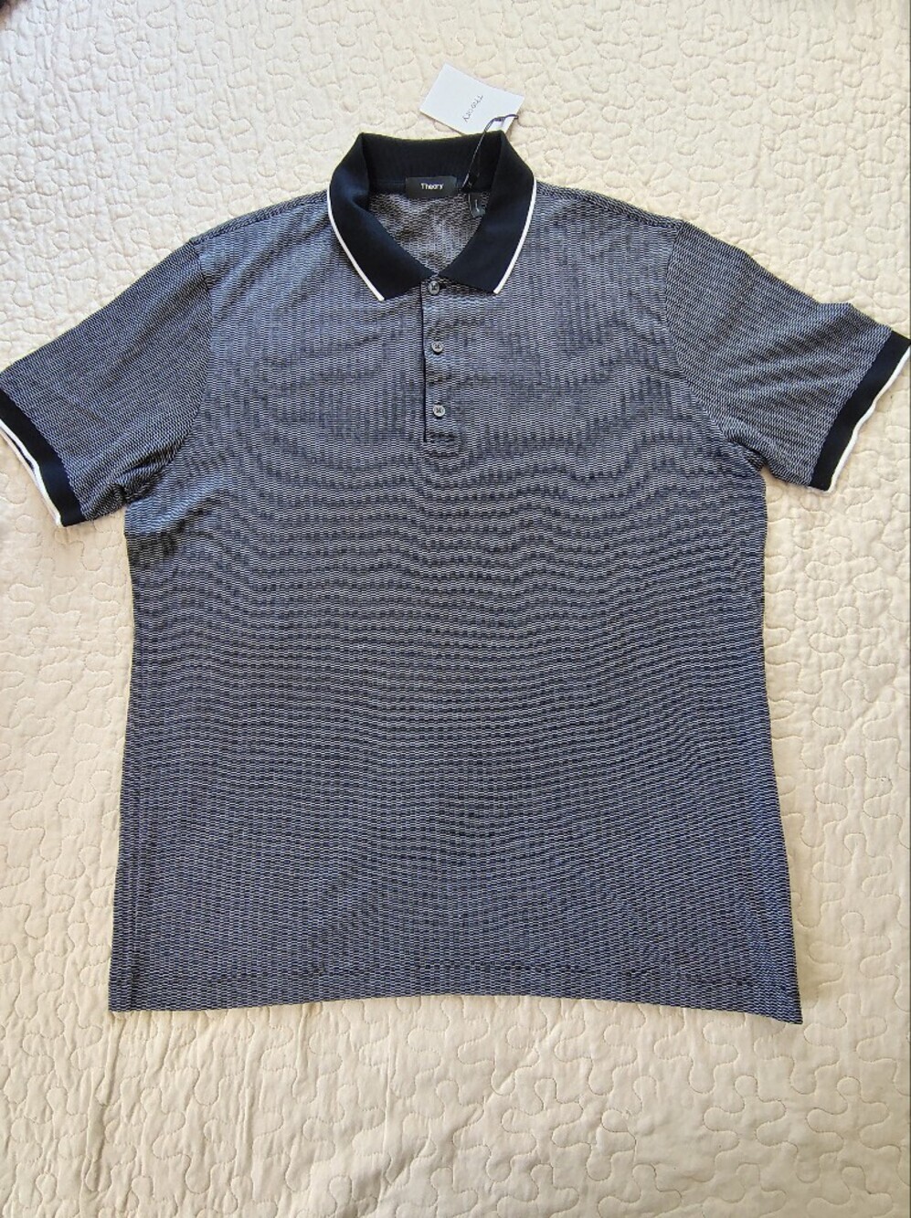 Theory Men's Short Sleeve Polo Shirt - Black/White Size XL